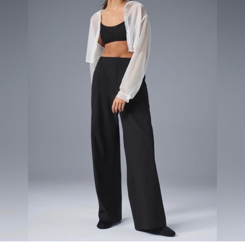 ALO Yoga Black Wide-Leg High-Rise Pants